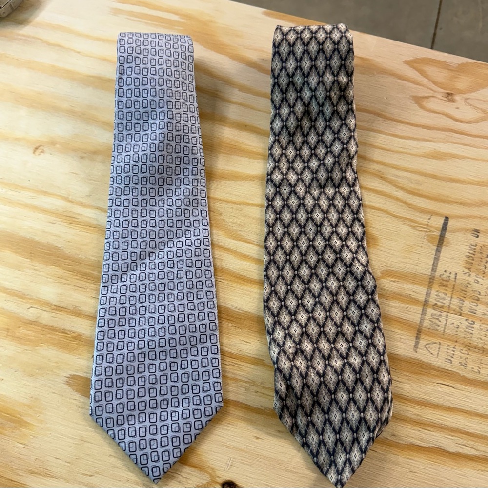 Pierre Cardin & Bluex Terner Silk Tie‎ Lot of 2 Geometric Pattern Mens Neckties